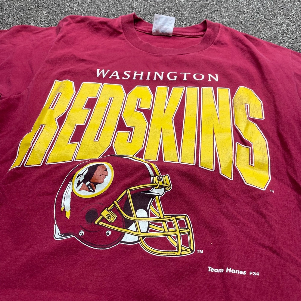 Vintage Washington Redskins T Shirt Team Hanes Heavyweight Burgundy Medium USA